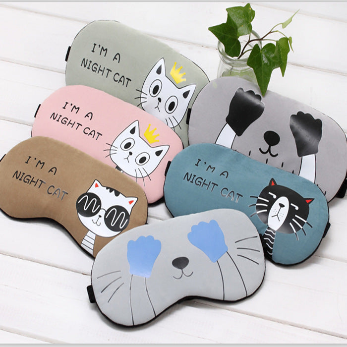 Soft Sleeping Mask Eyepatch Cat Cotton Portable Eye Mask Light Shading Creative Cartoon Travel Relax Sleeping Rest Aid MP0130.
